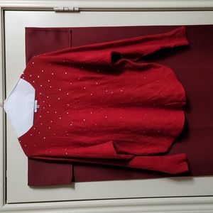 Vila Milano red sweater with sparkle stones.  Sz M